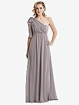 Alt View 3 Thumbnail - Cashmere Gray Empire Waist Shirred Skirt Convertible Sash Tie Maxi Dress