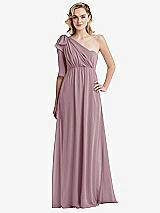 Alt View 3 Thumbnail - Dusty Rose Empire Waist Shirred Skirt Convertible Sash Tie Maxi Dress