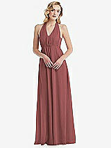 Alt View 5 Thumbnail - English Rose Empire Waist Shirred Skirt Convertible Sash Tie Maxi Dress