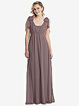 Front View Thumbnail - French Truffle Empire Waist Shirred Skirt Convertible Sash Tie Maxi Dress