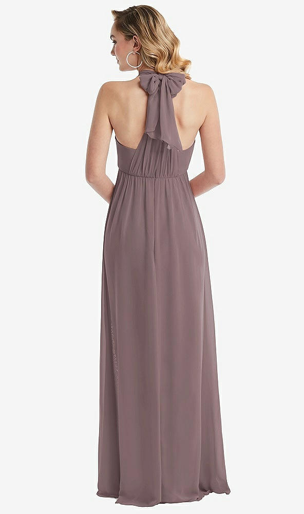 Back View - French Truffle Empire Waist Shirred Skirt Convertible Sash Tie Maxi Dress