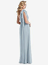 Alt View 4 Thumbnail - Mist Empire Waist Shirred Skirt Convertible Sash Tie Maxi Dress