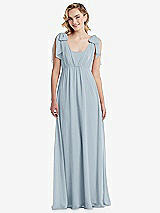 Front View Thumbnail - Mist Empire Waist Shirred Skirt Convertible Sash Tie Maxi Dress