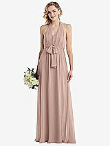 Alt View 1 Thumbnail - Neu Nude Empire Waist Shirred Skirt Convertible Sash Tie Maxi Dress