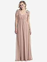 Front View Thumbnail - Neu Nude Empire Waist Shirred Skirt Convertible Sash Tie Maxi Dress