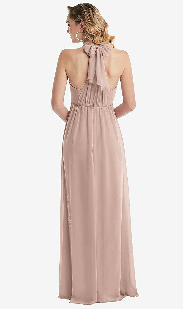 Back View - Neu Nude Empire Waist Shirred Skirt Convertible Sash Tie Maxi Dress