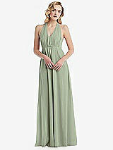 Alt View 5 Thumbnail - Sage Empire Waist Shirred Skirt Convertible Sash Tie Maxi Dress