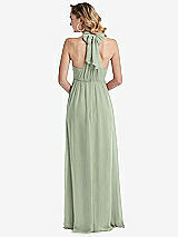 Rear View Thumbnail - Sage Empire Waist Shirred Skirt Convertible Sash Tie Maxi Dress