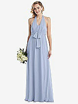 Alt View 1 Thumbnail - Sky Blue Empire Waist Shirred Skirt Convertible Sash Tie Maxi Dress