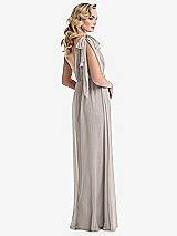 Alt View 4 Thumbnail - Taupe Empire Waist Shirred Skirt Convertible Sash Tie Maxi Dress