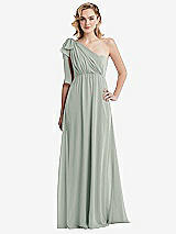 Alt View 3 Thumbnail - Willow Green Empire Waist Shirred Skirt Convertible Sash Tie Maxi Dress