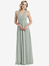 Alt View 5 Thumbnail - Willow Green Empire Waist Shirred Skirt Convertible Sash Tie Maxi Dress