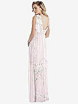 Alt View 2 Thumbnail - Watercolor Print Empire Waist Shirred Skirt Convertible Sash Tie Maxi Dress