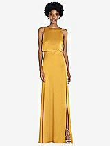 Rear View Thumbnail - NYC Yellow High-Neck Low Tie-Back Maxi Dress with Adjustable Straps