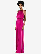 Side View Thumbnail - Think Pink High-Neck Low Tie-Back Maxi Dress with Adjustable Straps