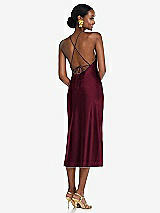 Rear View Thumbnail - Cabernet Diamond Halter Bias Midi Slip Dress with Convertible Straps