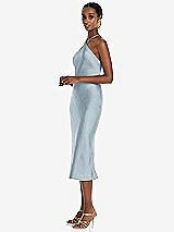 Side View Thumbnail - Mist Diamond Halter Bias Midi Slip Dress with Convertible Straps