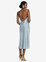 Rear View Thumbnail - Mist Diamond Halter Bias Midi Slip Dress with Convertible Straps