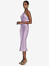 Side View Thumbnail - Pale Purple Diamond Halter Bias Midi Slip Dress with Convertible Straps