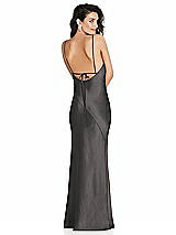 Alt View 1 Thumbnail - Caviar Gray V-Neck Convertible Strap Bias Slip Dress with Front Slit