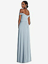 Alt View 3 Thumbnail - Mist Off-the-Shoulder Flounce Sleeve Empire Waist Gown with Front Slit