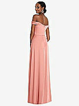 Alt View 3 Thumbnail - Rose - PANTONE Rose Quartz Off-the-Shoulder Flounce Sleeve Empire Waist Gown with Front Slit