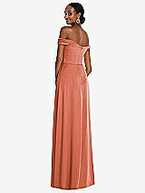 Alt View 3 Thumbnail - Terracotta Copper Off-the-Shoulder Flounce Sleeve Empire Waist Gown with Front Slit