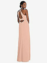 Alt View 1 Thumbnail - Pale Peach Halter Criss Cross Cutout Back Maxi Dress