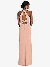 Front View Thumbnail - Pale Peach Halter Criss Cross Cutout Back Maxi Dress