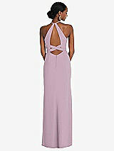 Front View Thumbnail - Suede Rose Halter Criss Cross Cutout Back Maxi Dress