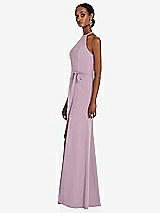 Side View Thumbnail - Suede Rose Halter Criss Cross Cutout Back Maxi Dress