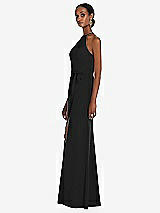 Side View Thumbnail - Black Halter Criss Cross Cutout Back Maxi Dress