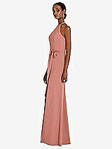 Side View Thumbnail - Desert Rose Halter Criss Cross Cutout Back Maxi Dress