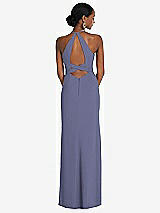 Front View Thumbnail - French Blue Halter Criss Cross Cutout Back Maxi Dress