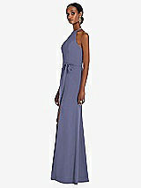 Side View Thumbnail - French Blue Halter Criss Cross Cutout Back Maxi Dress