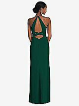 Front View Thumbnail - Hunter Green Halter Criss Cross Cutout Back Maxi Dress