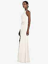 Side View Thumbnail - Ivory Halter Criss Cross Cutout Back Maxi Dress