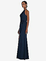 Side View Thumbnail - Midnight Navy Halter Criss Cross Cutout Back Maxi Dress