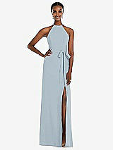 Rear View Thumbnail - Mist Halter Criss Cross Cutout Back Maxi Dress