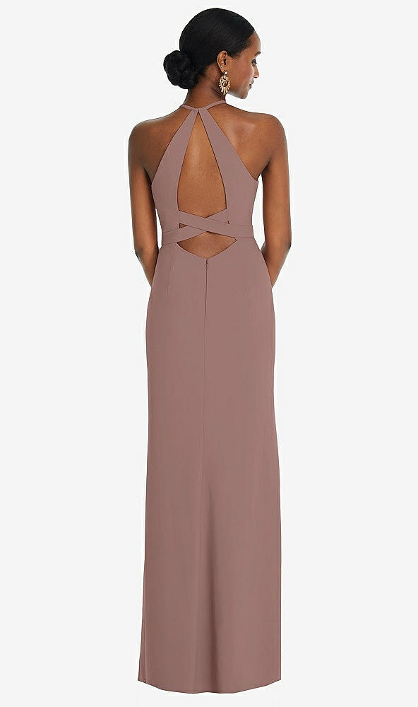 Front View - Sienna Halter Criss Cross Cutout Back Maxi Dress