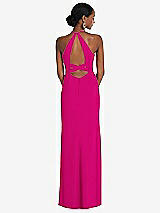 Front View Thumbnail - Think Pink Halter Criss Cross Cutout Back Maxi Dress