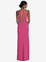 Front View Thumbnail - Tea Rose Halter Criss Cross Cutout Back Maxi Dress