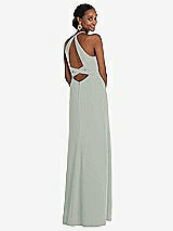 Alt View 1 Thumbnail - Willow Green Halter Criss Cross Cutout Back Maxi Dress