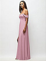 Alt View 5 Thumbnail - Dusty Pink Off-the-Shoulder Basque Neck Maxi Dress with Flounce Sleeves