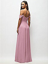 Alt View 6 Thumbnail - Dusty Pink Off-the-Shoulder Basque Neck Maxi Dress with Flounce Sleeves