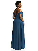 Alt View 3 Thumbnail - Dusk Blue Off-the-Shoulder Basque Neck Maxi Dress with Flounce Sleeves