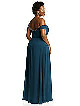 Alt View 3 Thumbnail - Atlantic Blue Off-the-Shoulder Basque Neck Maxi Dress with Flounce Sleeves