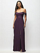 Alt View 4 Thumbnail - Aubergine Off-the-Shoulder Basque Neck Maxi Dress with Flounce Sleeves