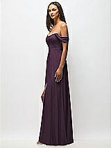 Alt View 5 Thumbnail - Aubergine Off-the-Shoulder Basque Neck Maxi Dress with Flounce Sleeves