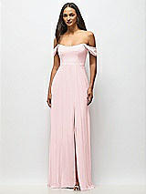 Alt View 4 Thumbnail - Ballet Pink Off-the-Shoulder Basque Neck Maxi Dress with Flounce Sleeves